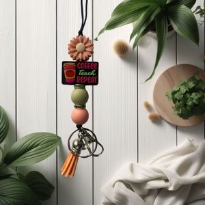 Coffee, Teach, Repeat Lanyard